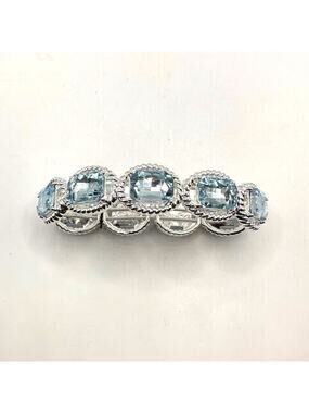 Monet Stretch Bracelet Cocktail Party Jewelry Light Blue Silver tone Oval Jewel